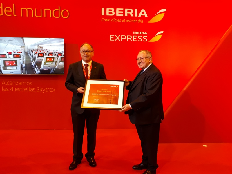 La Cámara de España recibe el premio de Iberia como mejor  cliente institucional